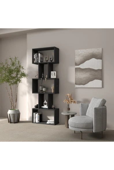 klubeconcept Modern Antrasit Kitaplık  Estetik - 4