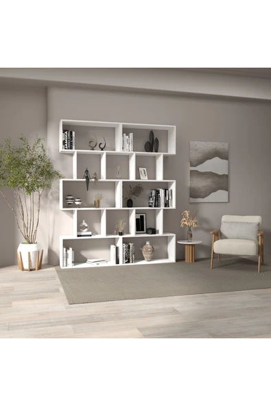 klubeconcept Modern Beyaz Kitaplık Estetik  Kütüpane - 4