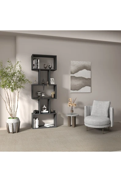 klubeconcept Modern Antrasit Kitaplık  Estetik - 3