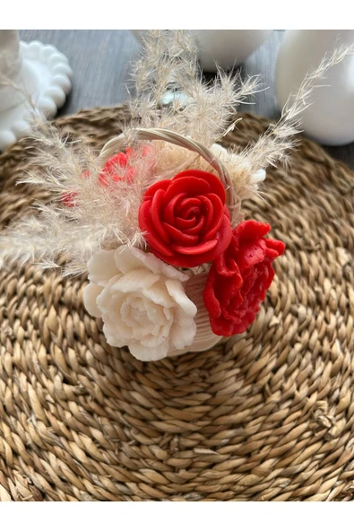 klubeconcept El Yapımı Çiçek Sepeti Dekoratif Mum