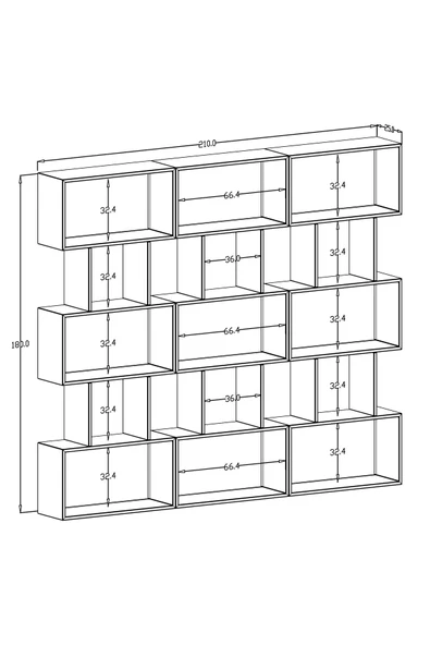 klubeconcept Modern Antrasit Kitaplık  Estetik  Çalışma Odası - 2