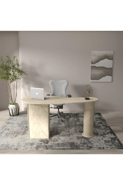 klubeconcept Modern Travertan Çalışma Masası Ofis ve Ev İçin Zarif