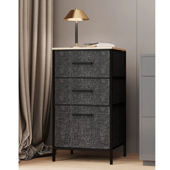 Çok Amaçlı Dolap 3 Çekmeceli Orta Boy Komodin Sehpa Füme 1599