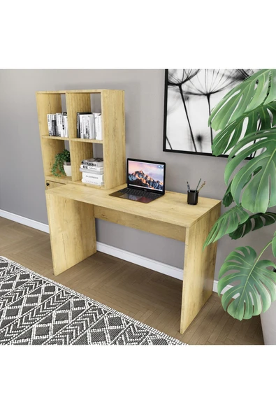 CONCEPTLİNE Kitaplık Çalışma Bilgisayar Masası Çok Raflı Kolay Kurulum - 4