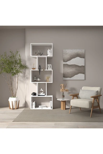 klubeconcept Modern Beyaz Kitaplık - 6