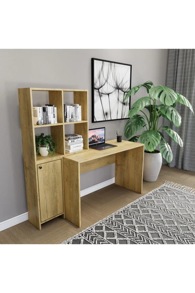 CONCEPTLİNE Kitaplık Çalışma Bilgisayar Masası Çok Raflı Kolay Kurulum - 3