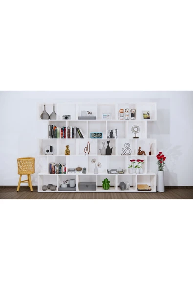 CONCEPTLİNE Kitaplık Duvar Bölme Duvar Rafı Kullanışlı Kitaplık Kütüpane Kolay Kurulum - 2