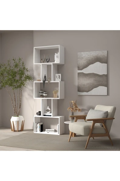 klubeconcept Modern Beyaz Kitaplık - 7