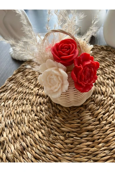 klubeconcept El Yapımı Çiçek Sepeti Dekoratif Mum - 2