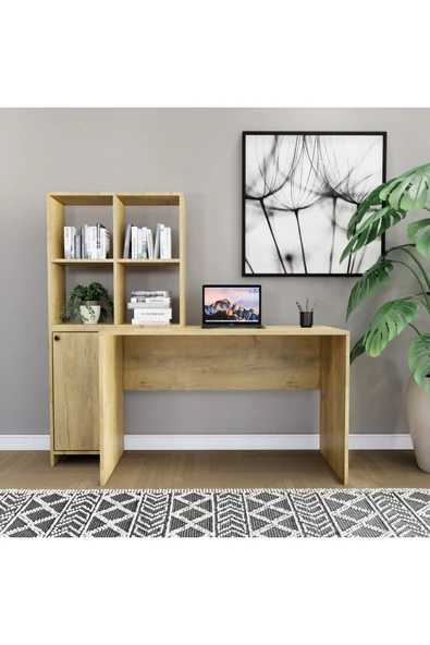 CONCEPTLİNE Kitaplık Çalışma Bilgisayar Masası Çok Raflı Kolay Kurulum - 2