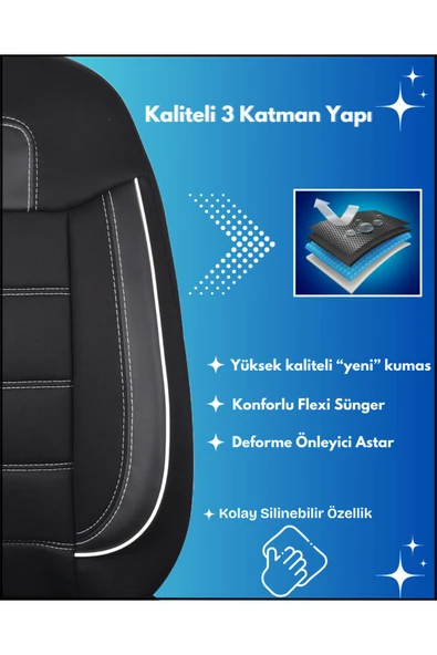 Z&C MAXTECH Mondeo Araçlara Uyumlu Tam Takım Özel Tasarım Oto Koltuk Kılıfı Seti ABb155 - 4