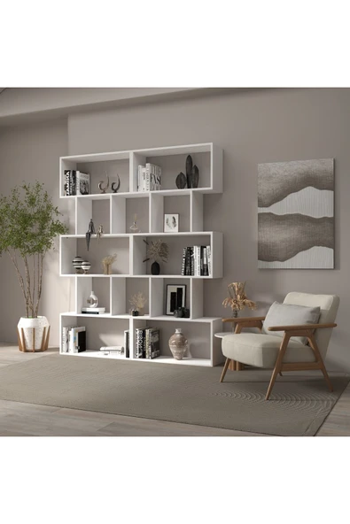 klubeconcept Modern Beyaz Kitaplık Estetik  Kütüpane - 7