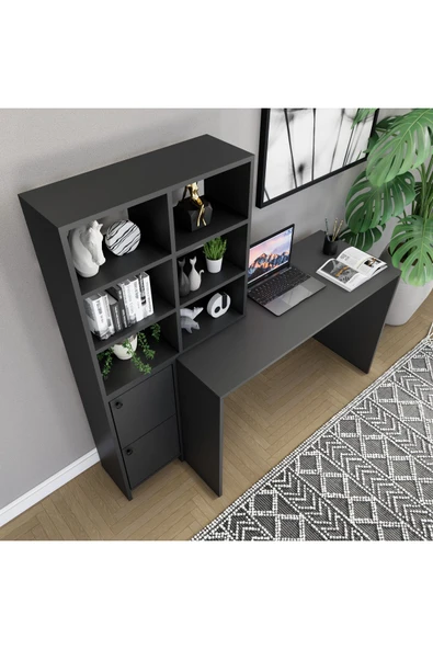 CONCEPTLİNE Çalışma Masası Kitaplık Bilgisayar Masası Çok Amaçlı Kolay Kurulum - 3