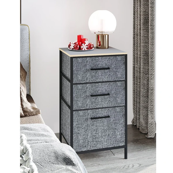 Çok Amaçlı Dolap 3 Çekmeceli Orta Boy Komodin Sehpa Füme 1599 - 5