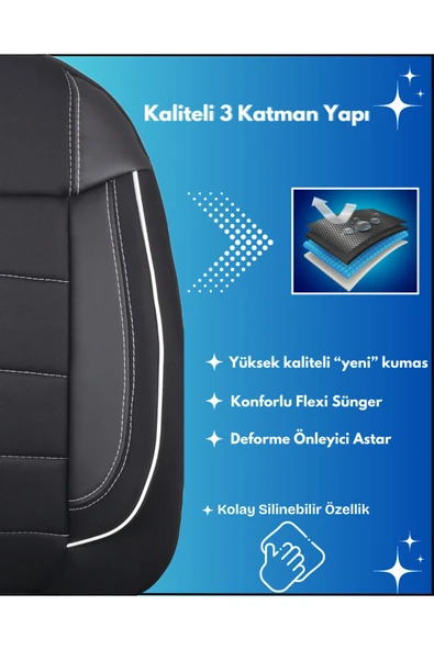 Z&C MAXTECH Renault Megane 2 Araçlara Uyumlu Tam Takım Özel Tasarım Oto Koltuk Kılıfı Seti  ACVB210 - 4