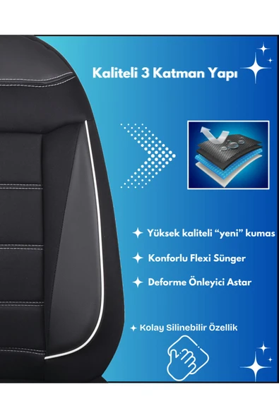 Z&C MAXTECH Fiat Marea Araçlara Uyumlu Tam Takım Özel Tasarım Oto Koltuk Kılıfı Seti   AFB142 - 4