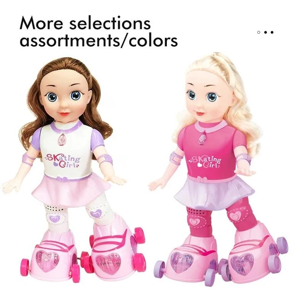 LED Işıklı, Patenli ve Müzikli Oyuncak Bebek Skating Girl - 4