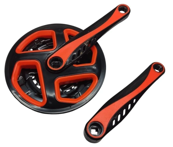 Bisiklet Aynakol Sağ Sol Takım 3 Lü Dişli- 24/34/42T x 170mm Siyah Turuncu Renk - 4