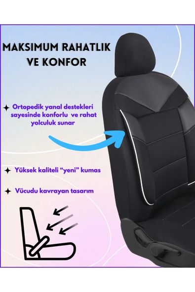 Z&C MAXTECH Peugeot 406 Araçlara Uyumlu Tam Takım Özel Tasarım Oto Koltuk Kılıfı Seti   AC202 - 3