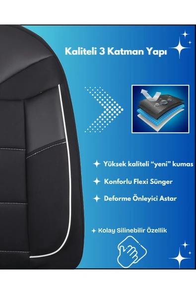 Z&C MAXTECH Renault Clio 2 Araçlara Uyumlu Tam Takım Özel Tasarım Oto Koltuk Kılıfı Seti   AC205 - 4