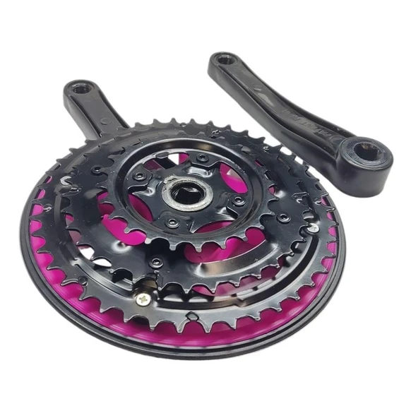 Bisiklet Aynakol Sağ Sol Takım 3 Lü Dişli- 24/34/42T x 170mm Siyah Pembe Renk - 4