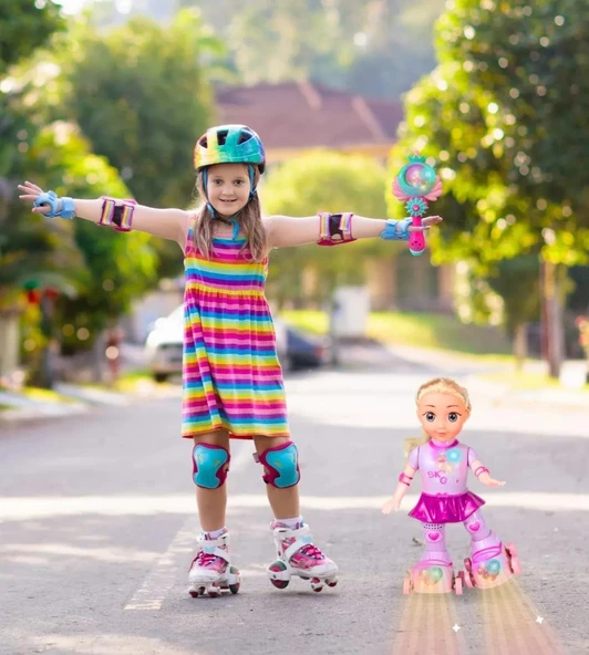 LED Işıklı, Patenli ve Müzikli Oyuncak Bebek Skating Girl - 2