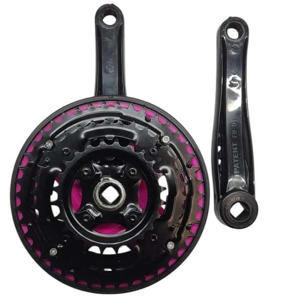 Bisiklet Aynakol Sağ Sol Takım 3 Lü Dişli- 24/34/42T x 170mm Siyah Pembe Renk - 2