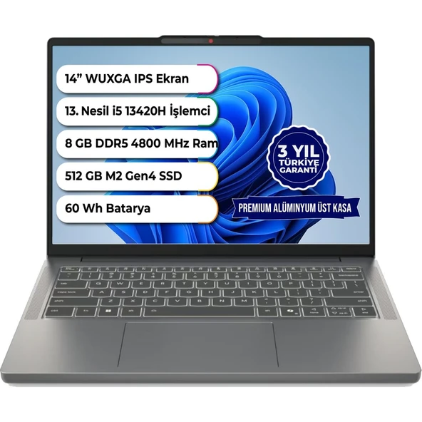 Lenovo Ideapad Slim 3i Gen 10 14IRH10 Intel I5 13420H Ddr5 8 GB 512 GB SSD Freedos 14 Inç 83K00028TR Taşınabilir Bilgisayar