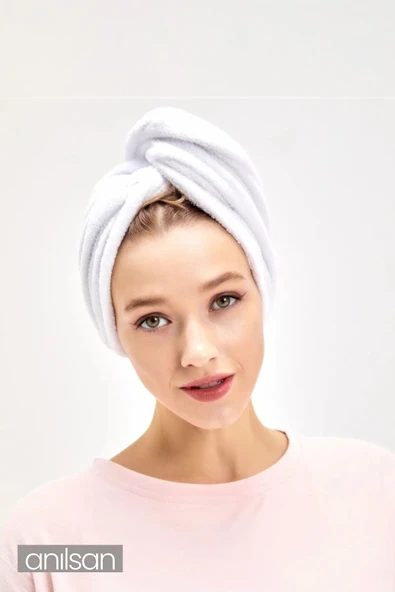 %100 Pamuk Beyaz Havlu Bone Saç Kurutma Bonesi Kafa Havlusu Duş Banyo Bonesi Islak Saç Kurulama Bone