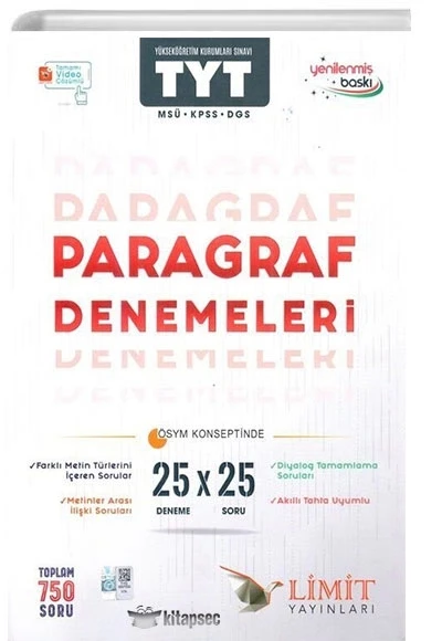 LİMİT YAYINLARI TYT 25'Lİ PARAGRAF DENEME