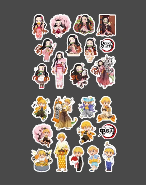Kimetsu no yaiba-Zenitsu Agatsuma-Nezuko Kamado-2li sticker set parlak kağıt-etiket-DS-31-32 - 4