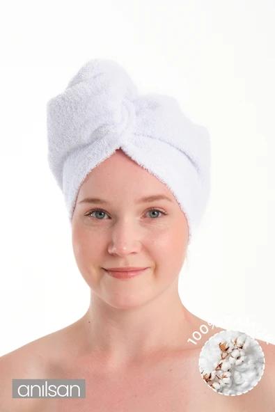 %100 Pamuk Beyaz Havlu Bone Saç Kurutma Bonesi Kafa Havlusu Duş Banyo Bonesi Islak Saç Kurulama Bone