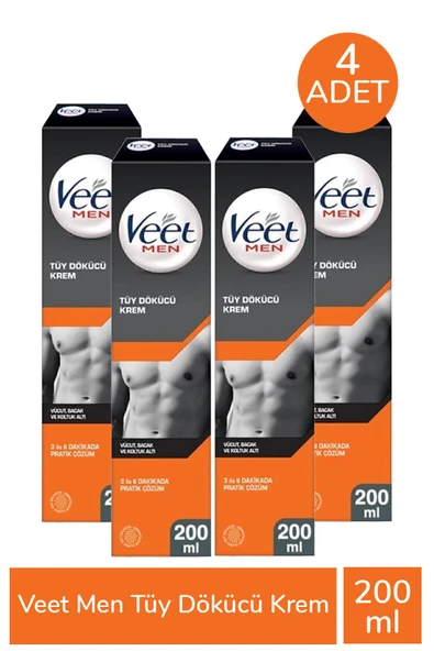 Veet Men Tüy Dökücü Krem 200 ml 4 Adet