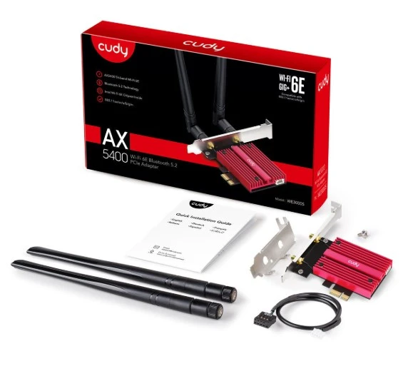 Cudy WE3000S AX5400Mbps 2.4G/5G/6GHz 2*5dBi Anten BT5.2 MU-MIMO Kablosuz Wi-Fi 6E PCIe Adaptör - 2