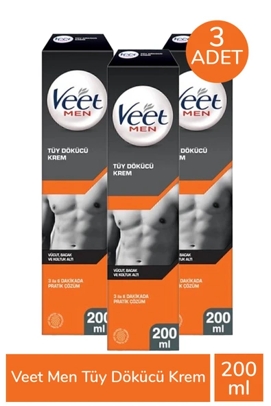 Veet Men Tüy Dökücü Krem 200 ml 3 Adet