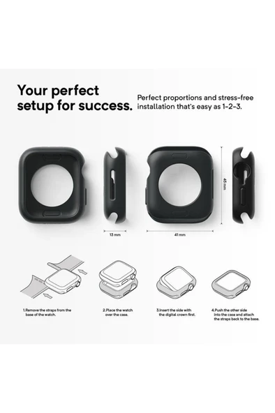 Spigen Caseology Apple Watch 45mm/44mm (Seri 9/8/7/6/SE/SE2/5/4) Kılıf Nero Black - W444-NRO-BK - 3