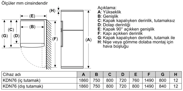 Bosch KDN76AIE0N No Frost Çift Kapılı Buzdolabı - 6