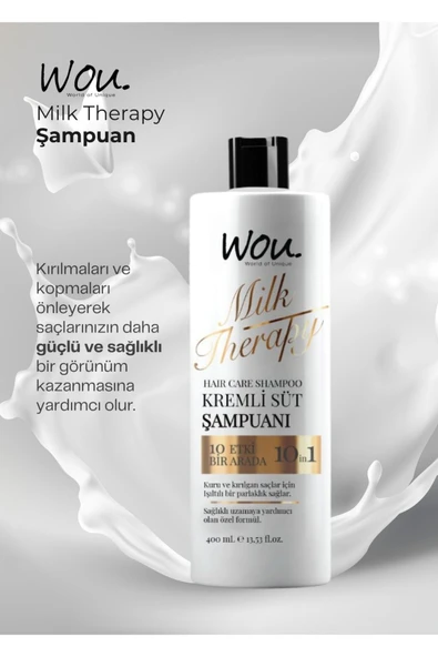 Wou Milk Therapy Şampuan 400 ml Milk Therapy Milk Therapy Saç Bakım Sütü 150ml - 2
