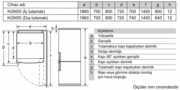 Bosch KGN55VIE0N Kombi No Frost Buzdolabı - 7