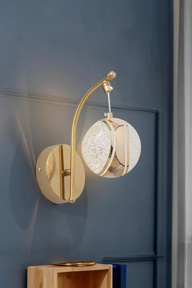 Lampiqa Barbara Gold 3 Renk Ledli Lüks Modern Sarkık Tekli Ledli Aplik
