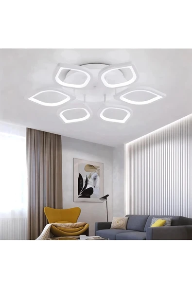 Lampiqa Erica Beyaz Plafonyer Lüks Modern 6'LI Günışığı Ledli Avize