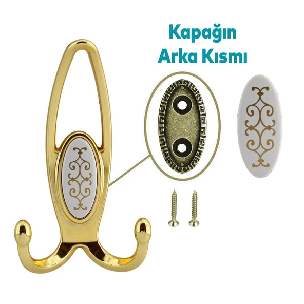 Portmanto Vestiyer Duvar Askısı Metal Dolap Elbise Askılığı Altın Beyaz Altın Kapak - 3