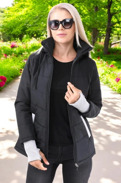 Su Geçirmez Günlük Kısa Rahat Şişme Kadın Mont - Resim 2