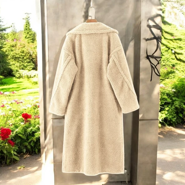 Kışlık Düğmeli Tasarım Peluş Ceket - 2