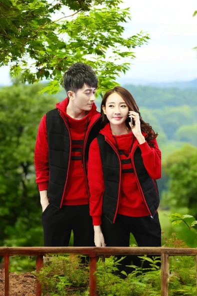 Kışlık Sevgili Kombini Kadın Üçlü Eşofman - 4