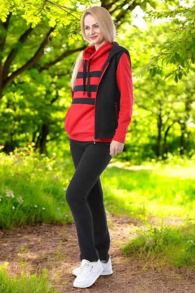 Kışlık Sevgili Kombini Şık Kadın Üçlü Eşofman - 7