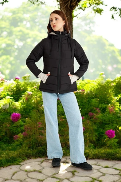 Kışlık Su Geçirmez Kısa Rahat Şişme Kadın Mont - 3