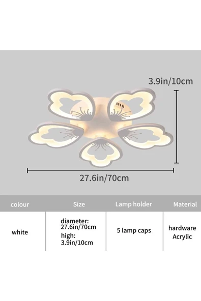 Lampiqa Albertina Beyaz Plafonyer Lüks Modern 5'Lİ Günışığı Ledli Avize