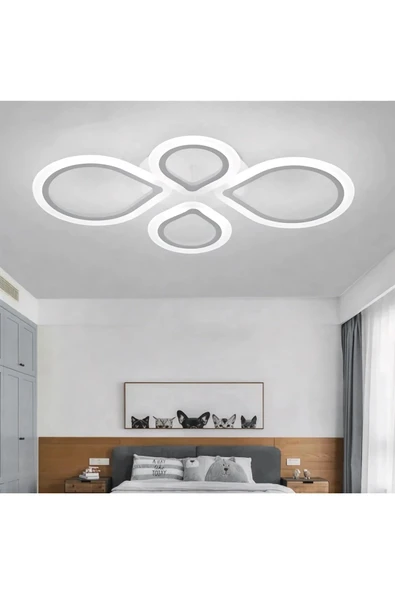 Lampiqa Amadea Beyaz Plafonyer Lüks Modern 4'LÜ Günışığı Ledli Avize
