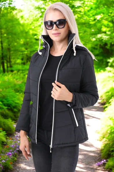 Kısa Kapüşonlu Kışlık Şişme Kadın Mont ürün görseli